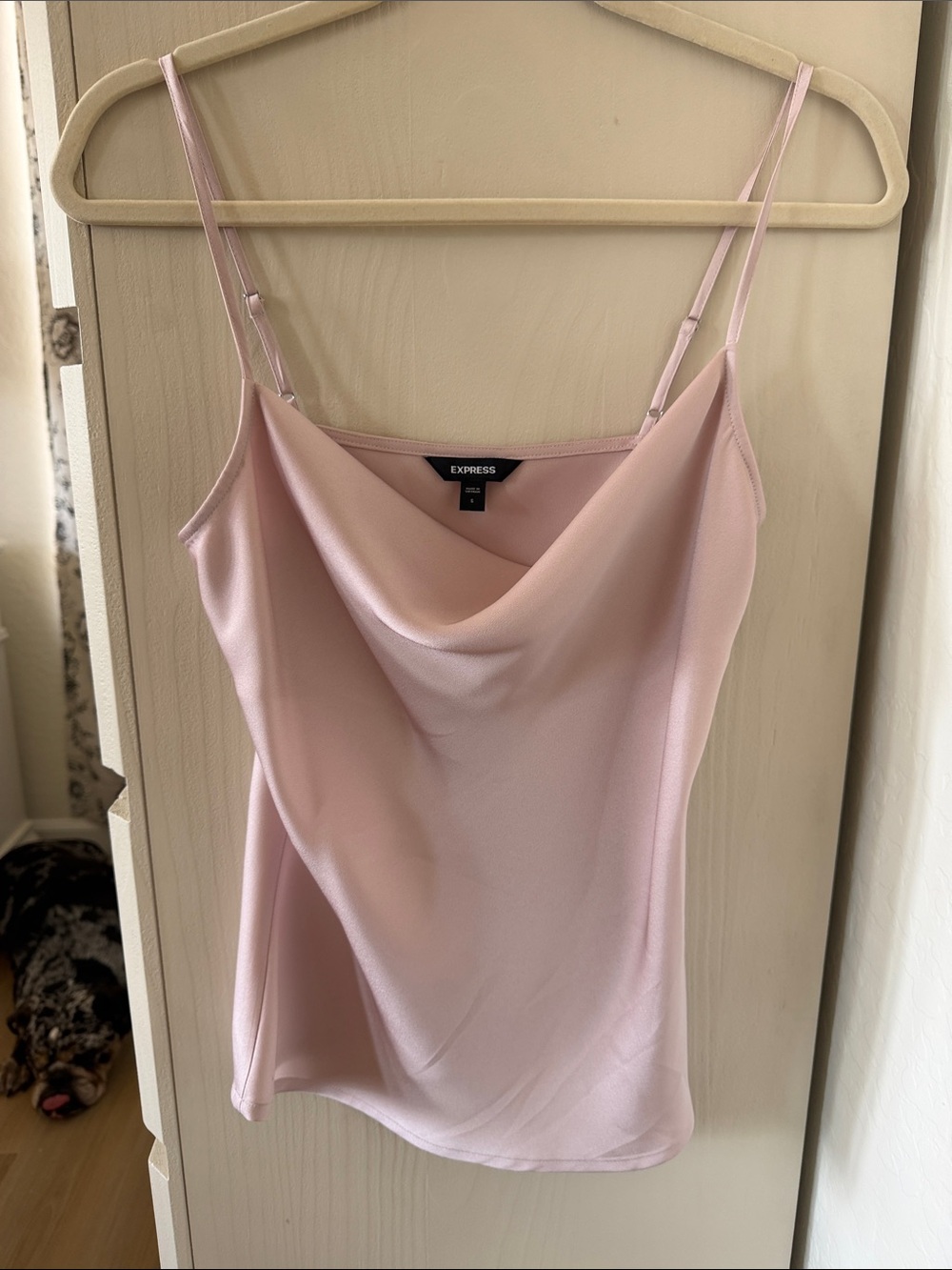 Express Light Pink Cowl Neck Satin Camisole